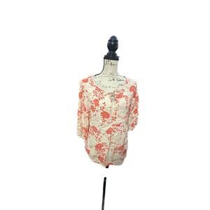 Paper Moon Red Floral Tie-Front Blouse - Size S